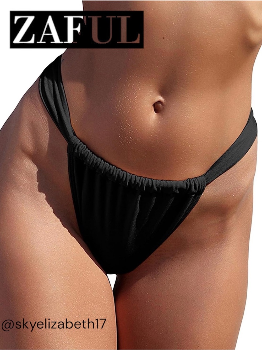 NWT Zaful Black Adjustable Cinch Bathing Suit Bikini Bottoms, S